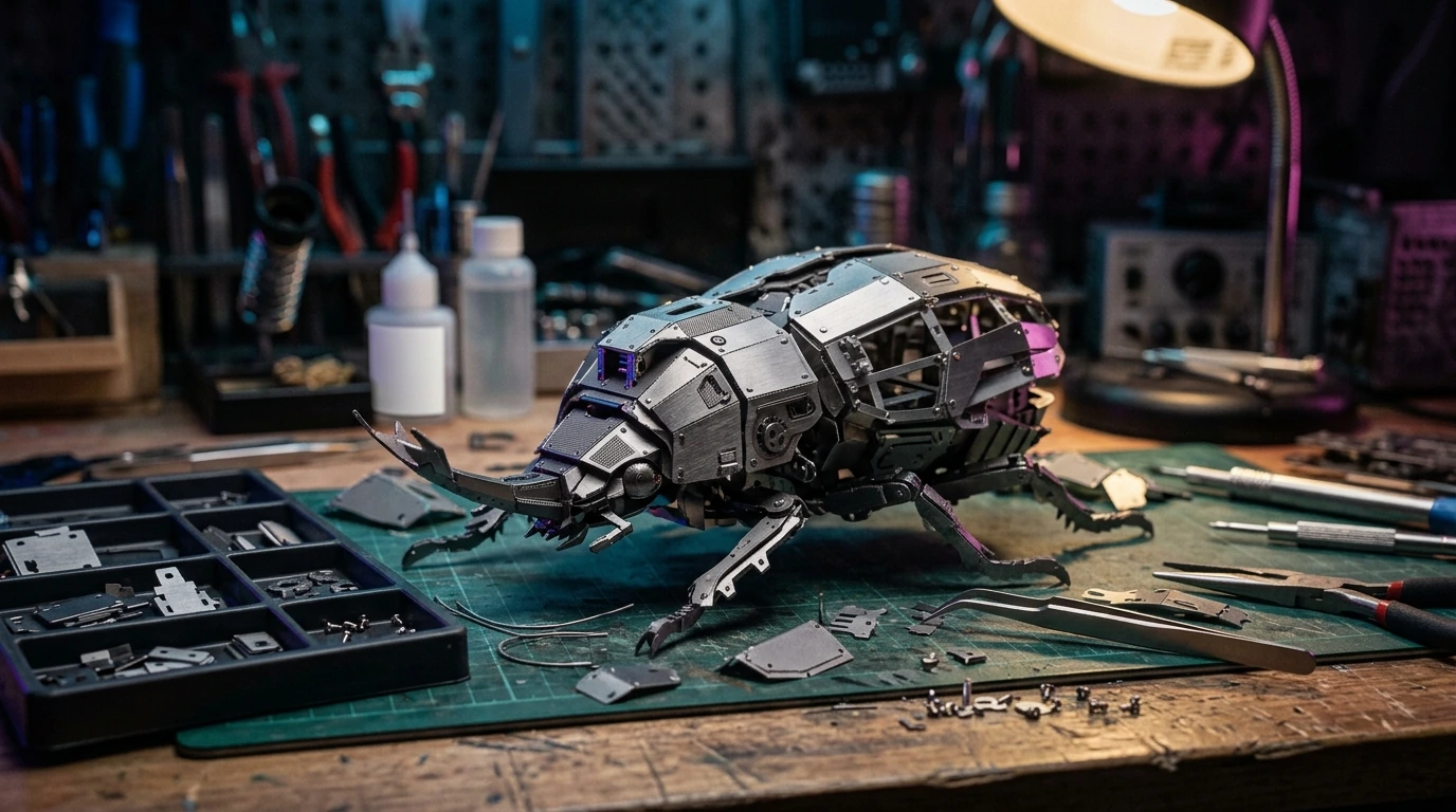 Build the Cyberpunk Scout Beetle: 3D Metal Puzzle Kit
