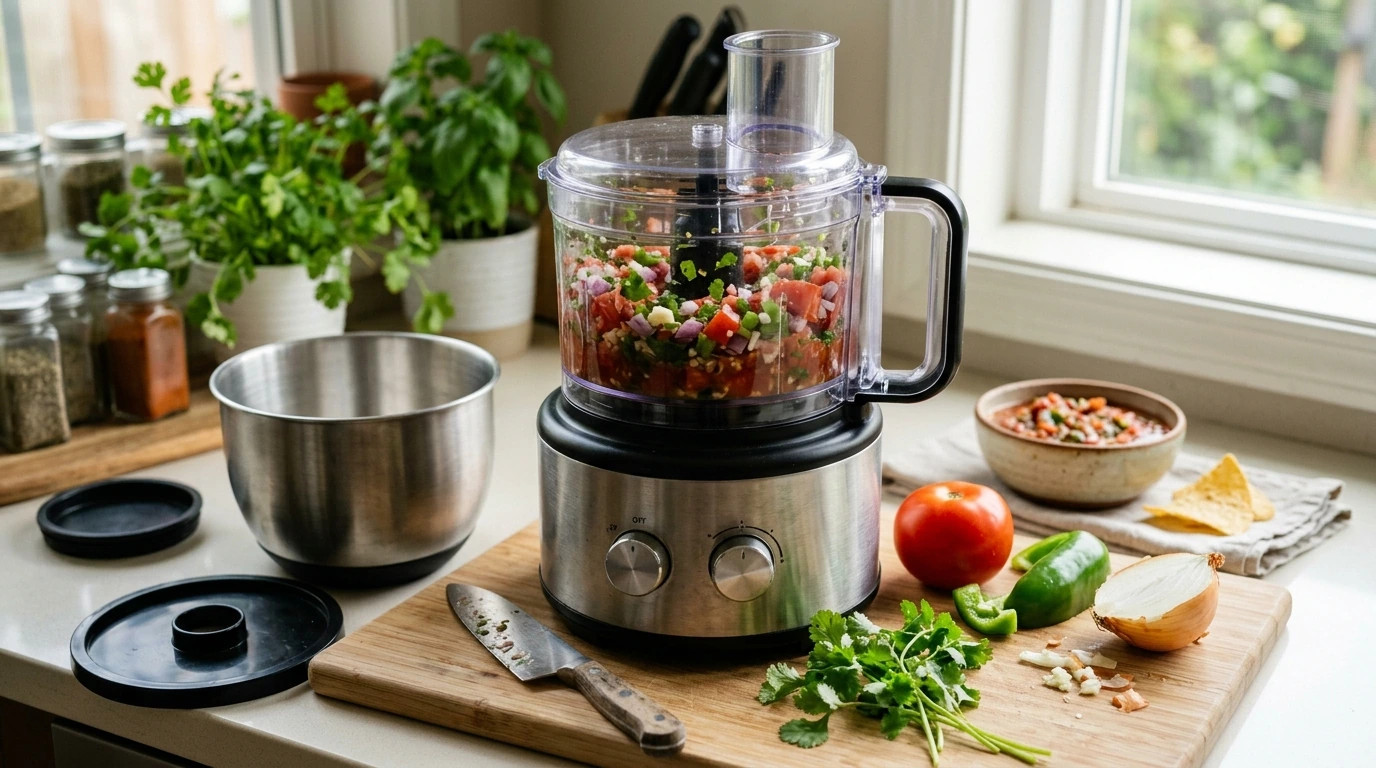 500W 8-Cup Food Processor: Glass vs Steel, 2 Speeds